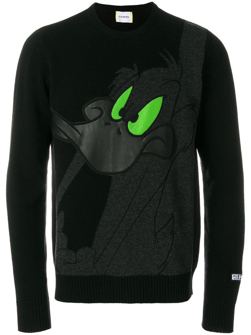 Iceberg Daffy Duck Printed Sweater in Black for Men Lyst