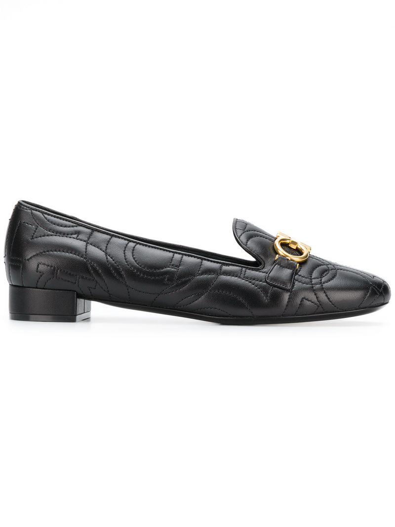 Ferragamo Leather Alvano Quilted Loafers in Black - Lyst