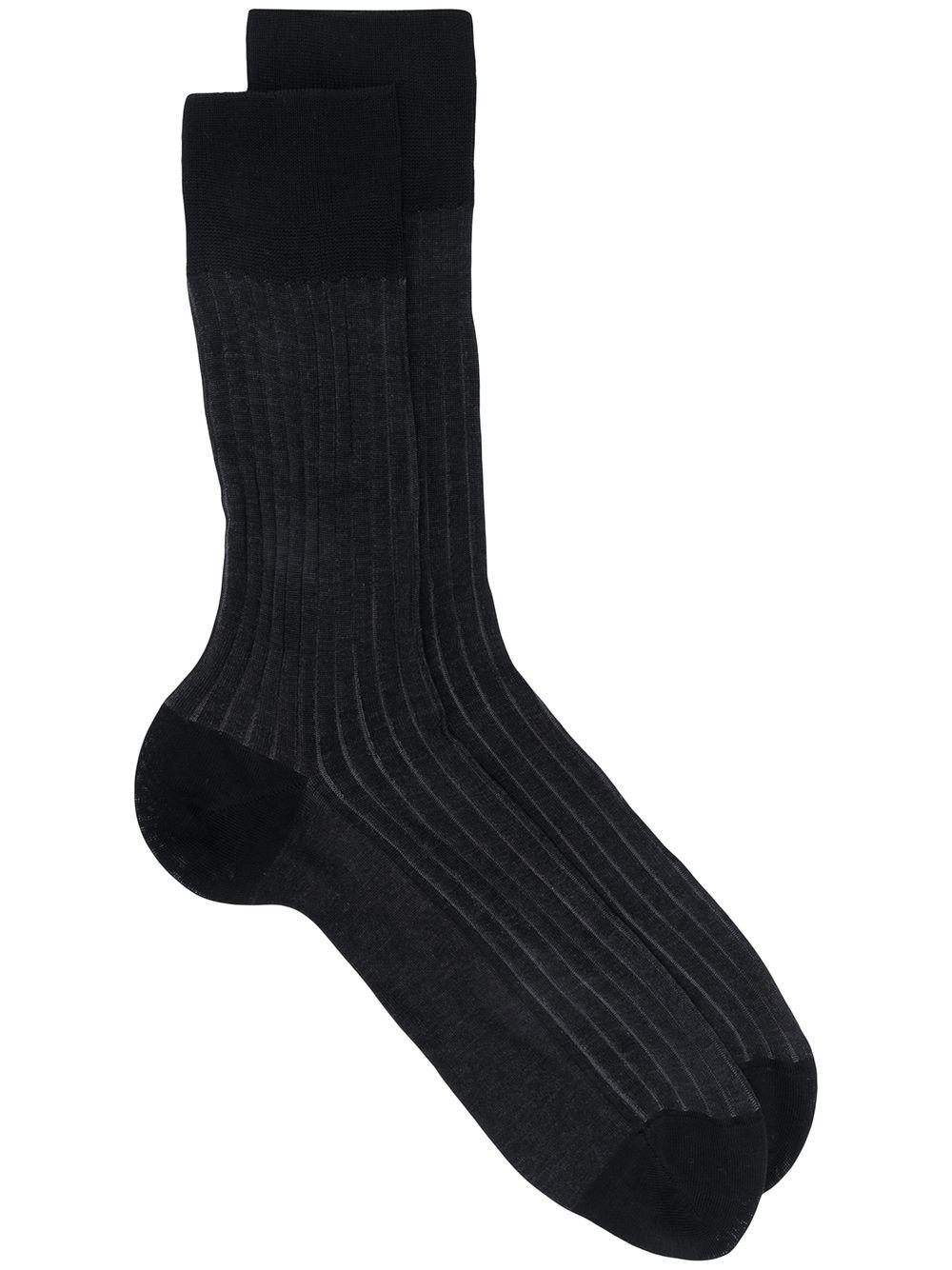 Falke Cotton Shadow Ribbed Socks in Black for Men - Lyst