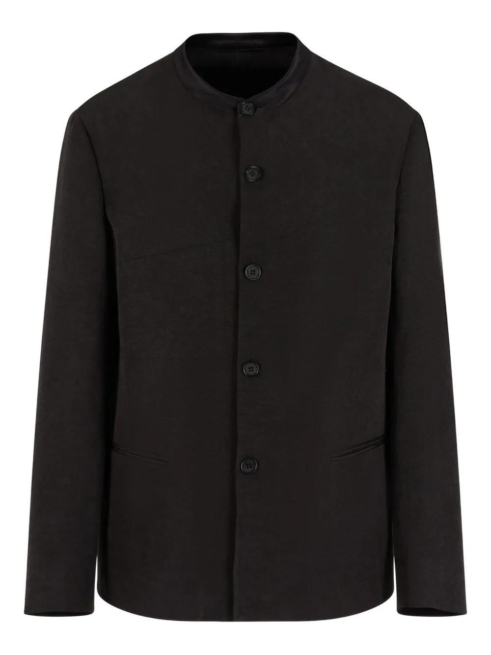 Giorgio Armani Mandarin-Collar Buttoned Jacket in Black for Men | Lyst
