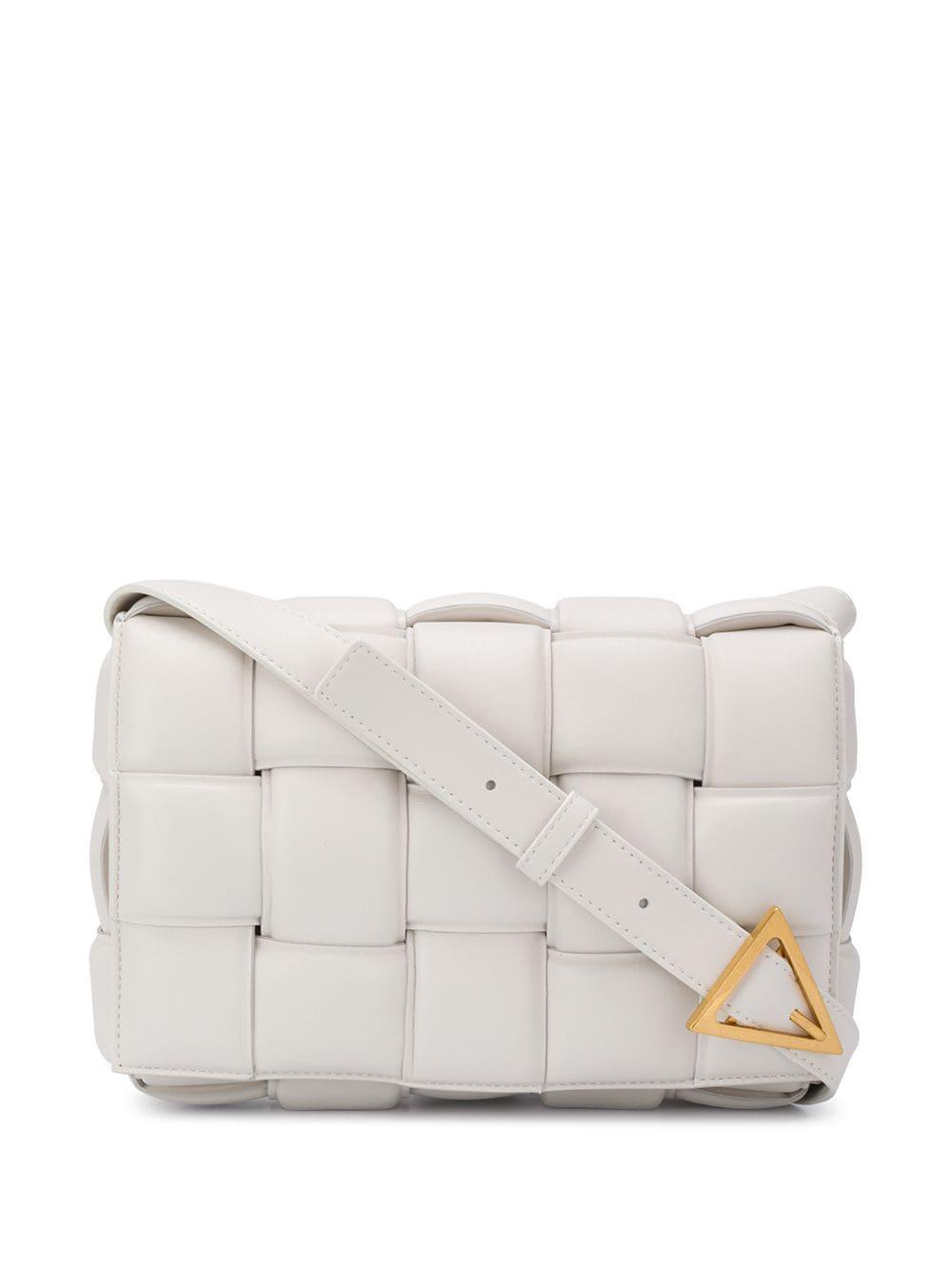Bottega Veneta Leather Cassette Padded Crossbody Bag in White - Lyst