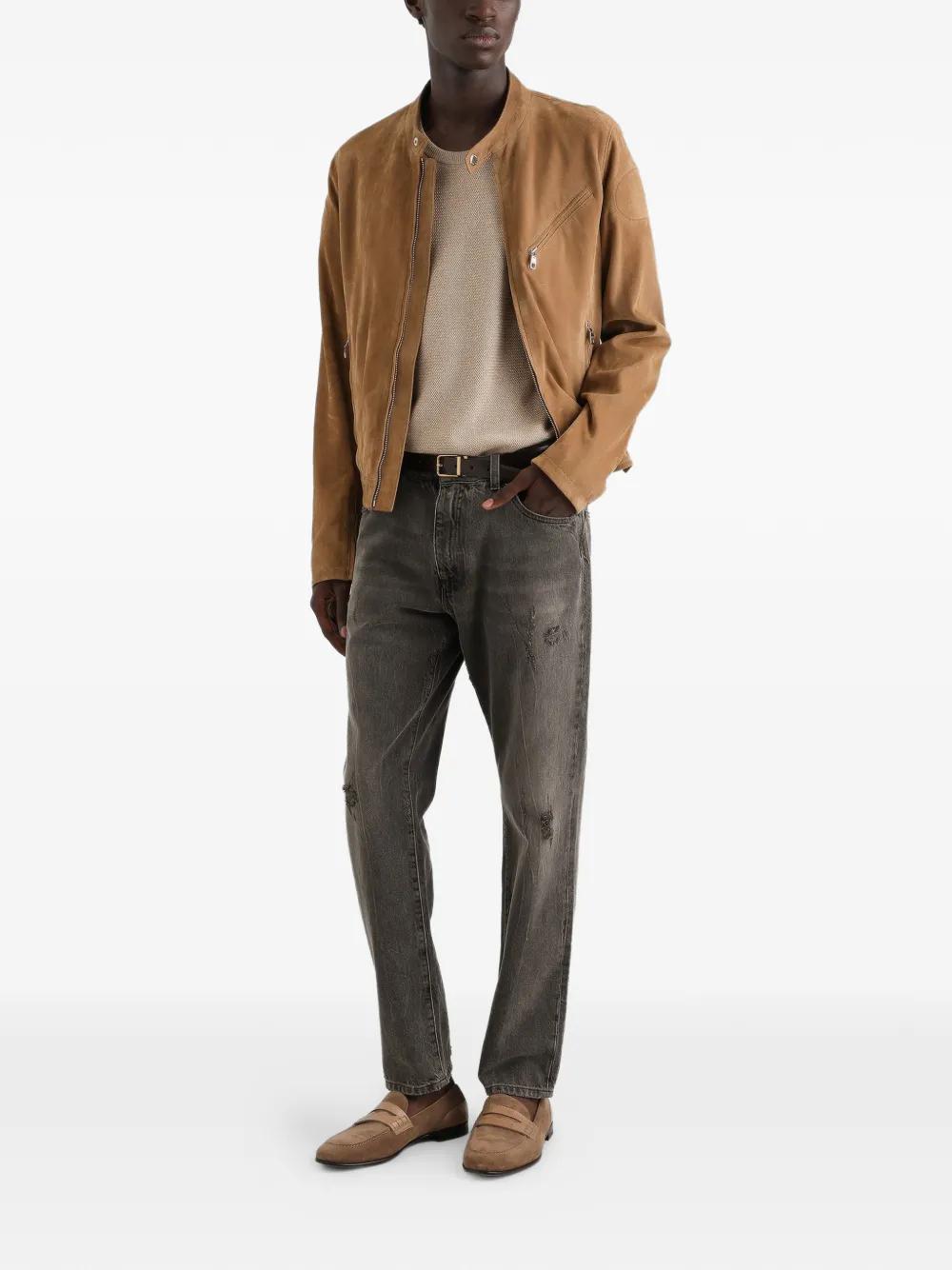 Dolce & Gabbana Zip Suede Jacket in Brown for Men | Lyst