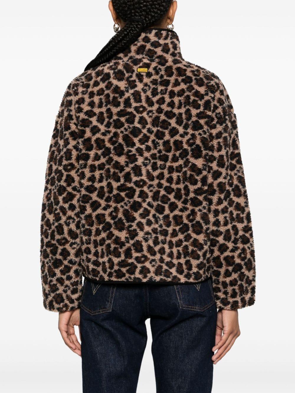 Barbour Leopard-print Fleece Jacket in Black | Lyst