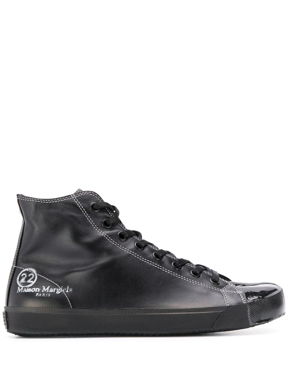 Maison Margiela Leather High-top Tabi Sneakers in Black for Men - Lyst