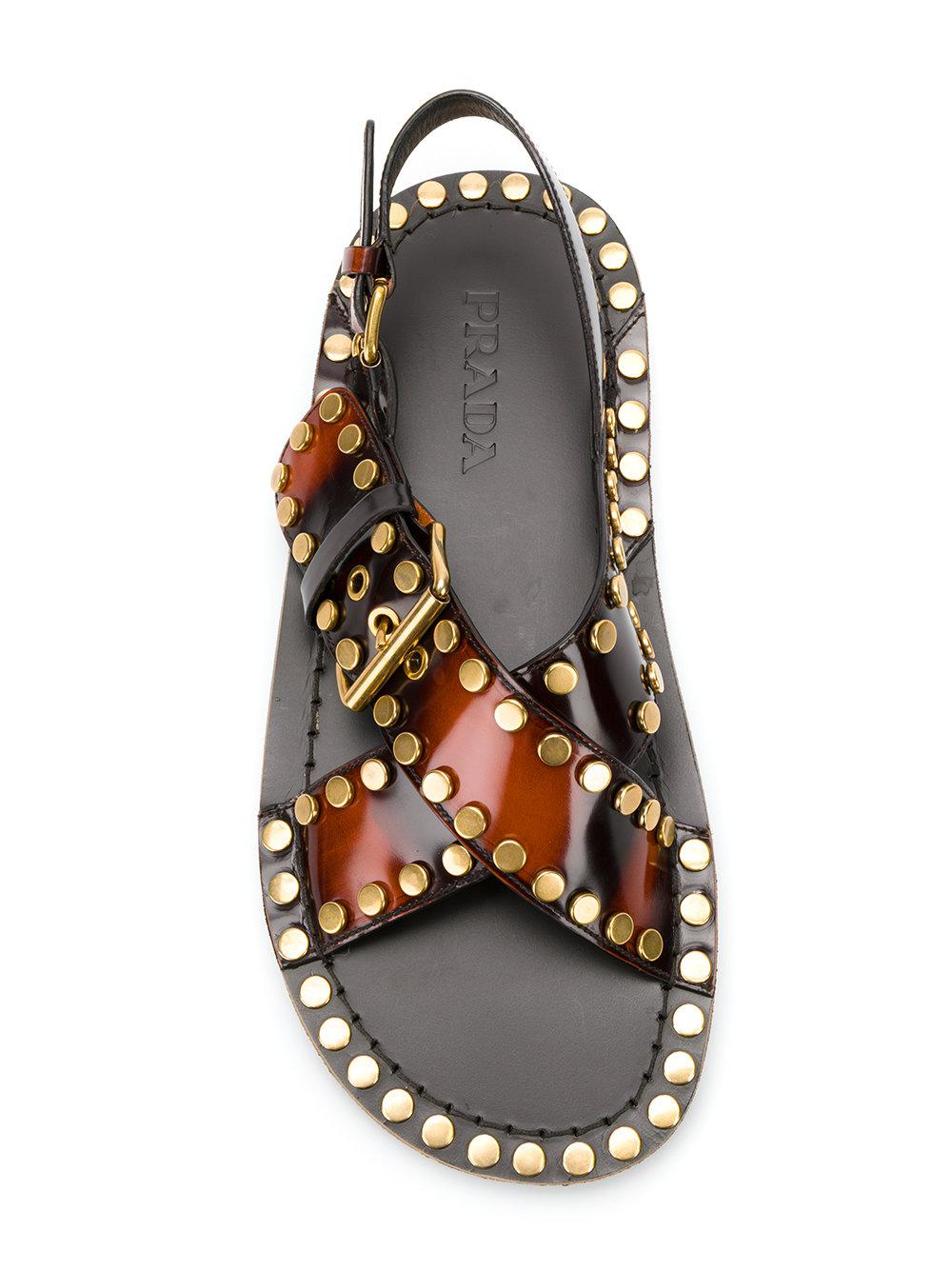 Prada studded leather clearance sandals