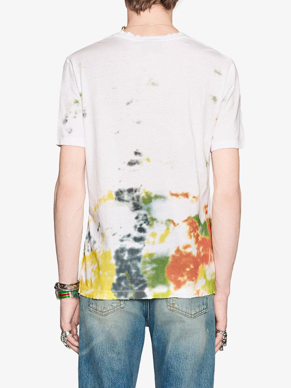 Gucci Cotton Tiedye Tshirt With Print in White for Men