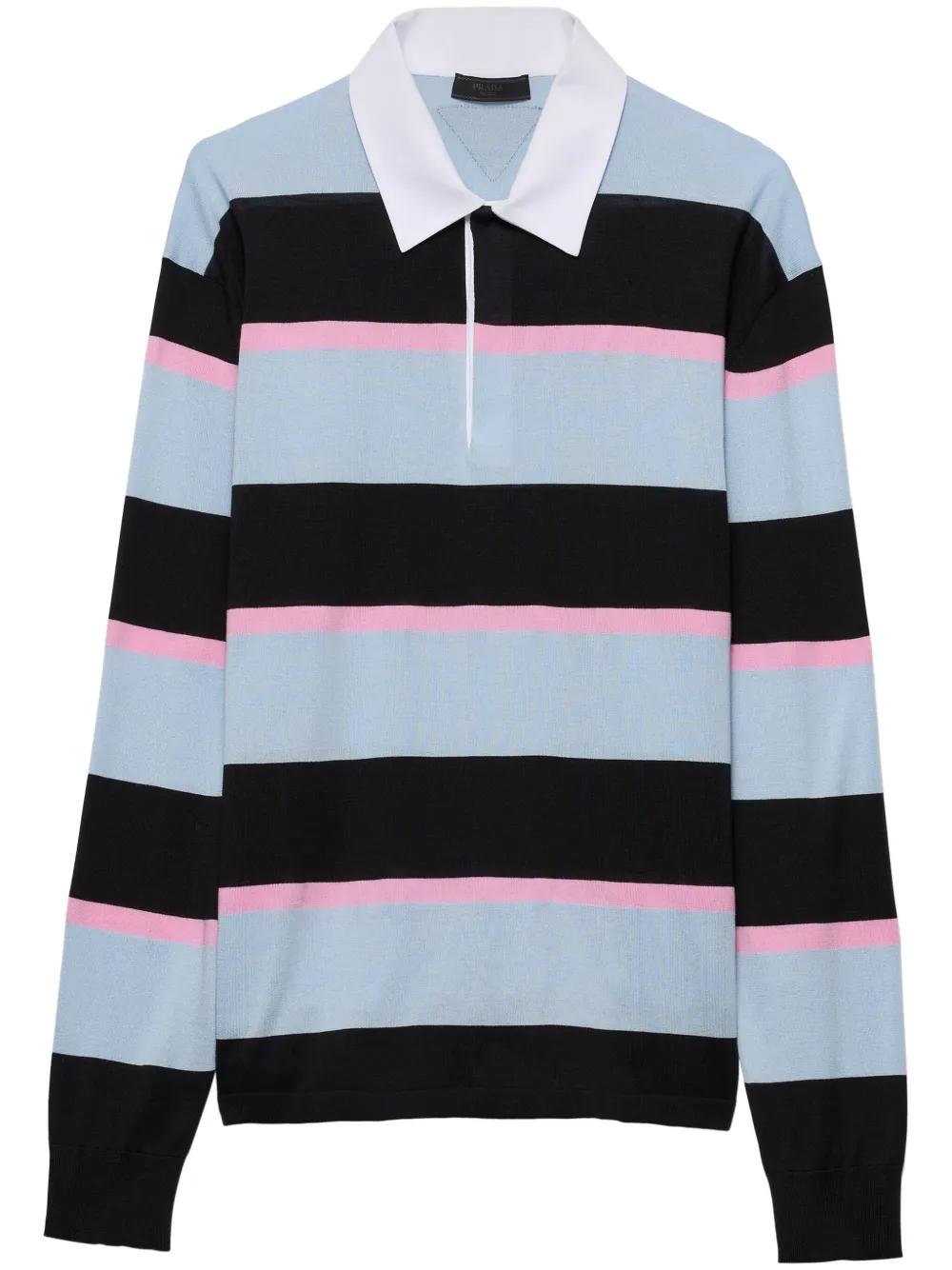 Prada Striped Polo Shirt in Blue for Men | Lyst Prada Striped Polo Shirt in Blue for Men | Lyst