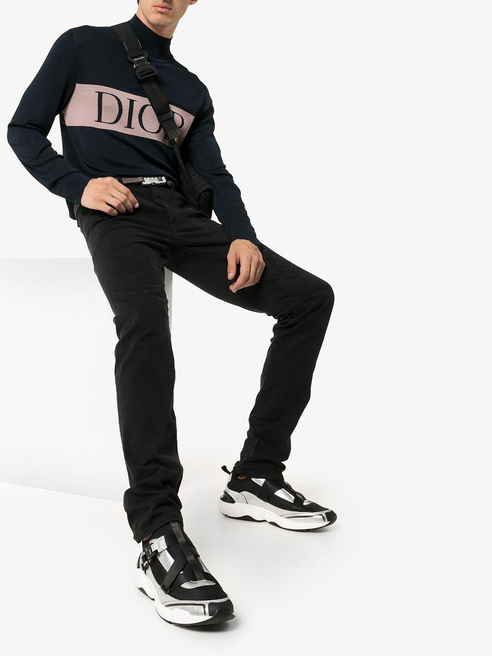 B22-sneaker Wit en blauw technisch mesh en grijs kalfsleer | DIOR