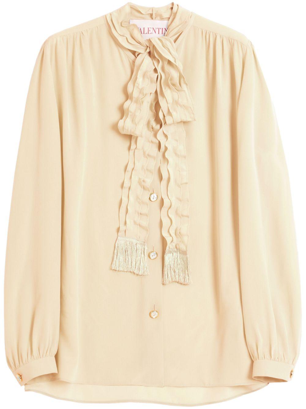 Valentino Garavani レディース ナチュラル クレープデシン シャツ 
