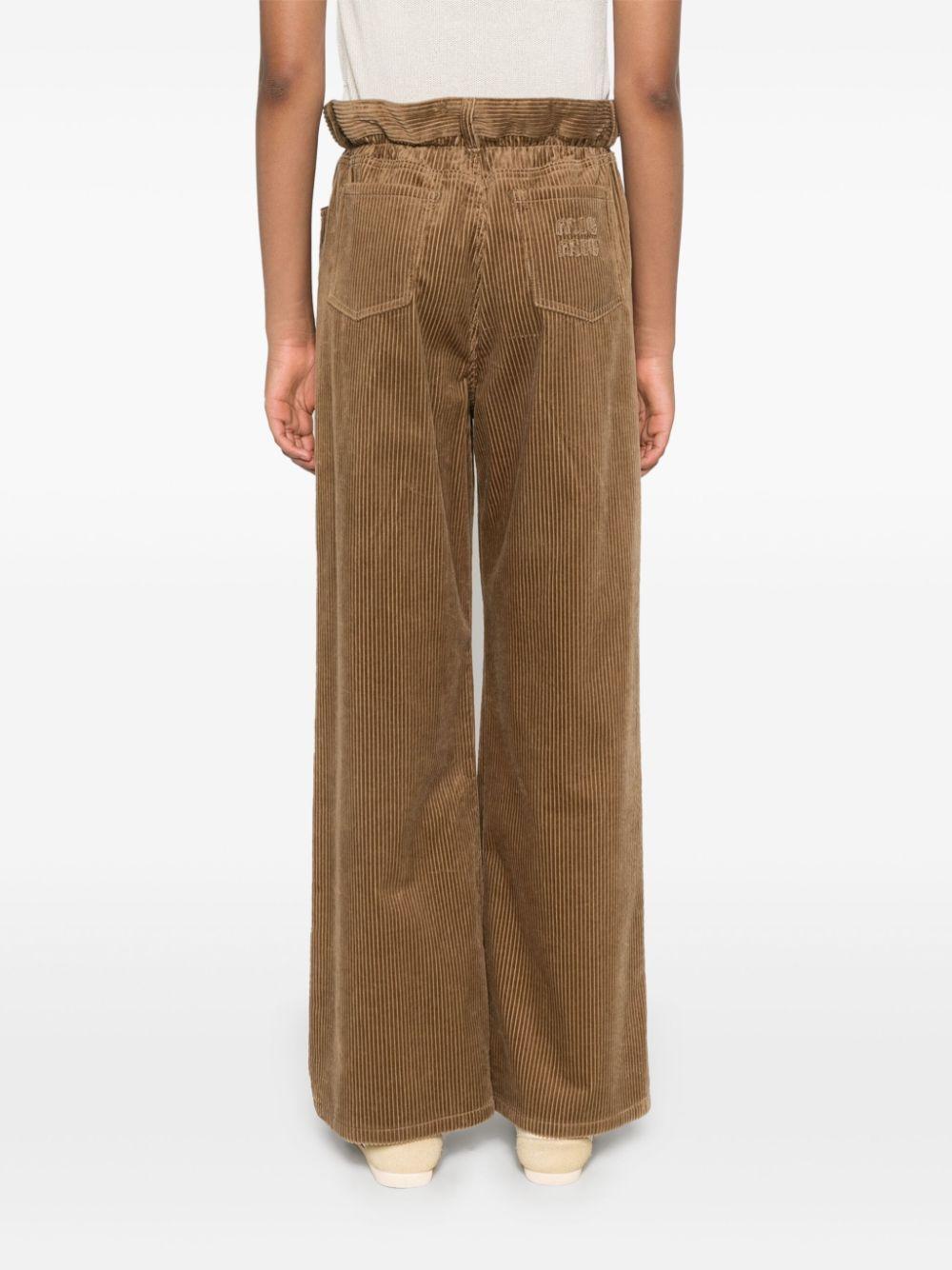 Miu Miu Corduroy Five-Pocket Straight-Leg Trousers in Brown