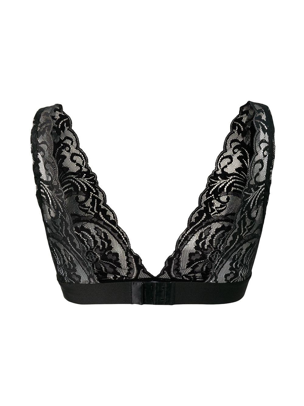 Versace Logo Laceembroidered Bra in Black Lyst