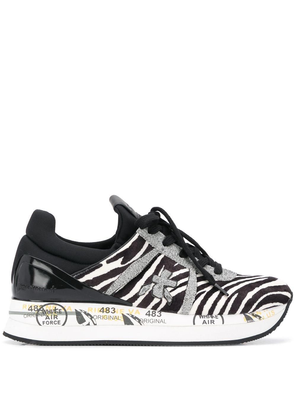 Premiata Cotton Liz Zebra Print Sneakers in Black | Lyst