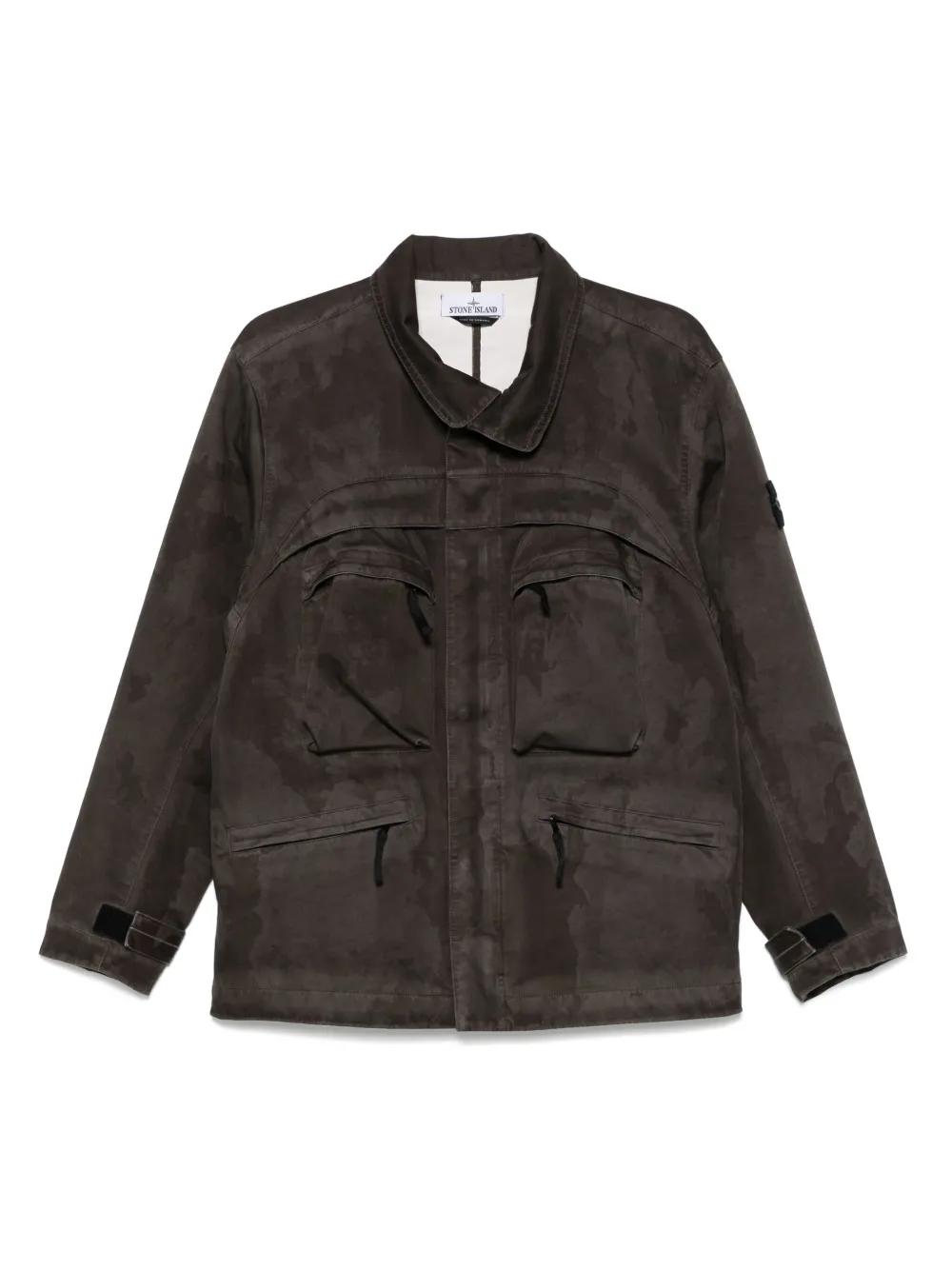 Stone Island Field Jacket Raso Gommato 3L Laser Camo in Black for