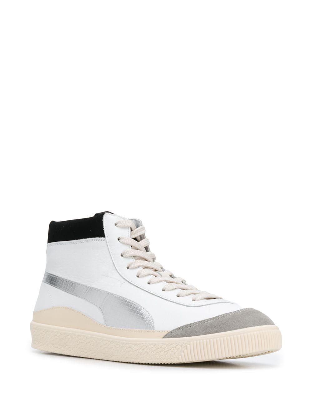 PUMA Leather X Rhude Basket '68 Og Mid Sneakers in White for Men | Lyst