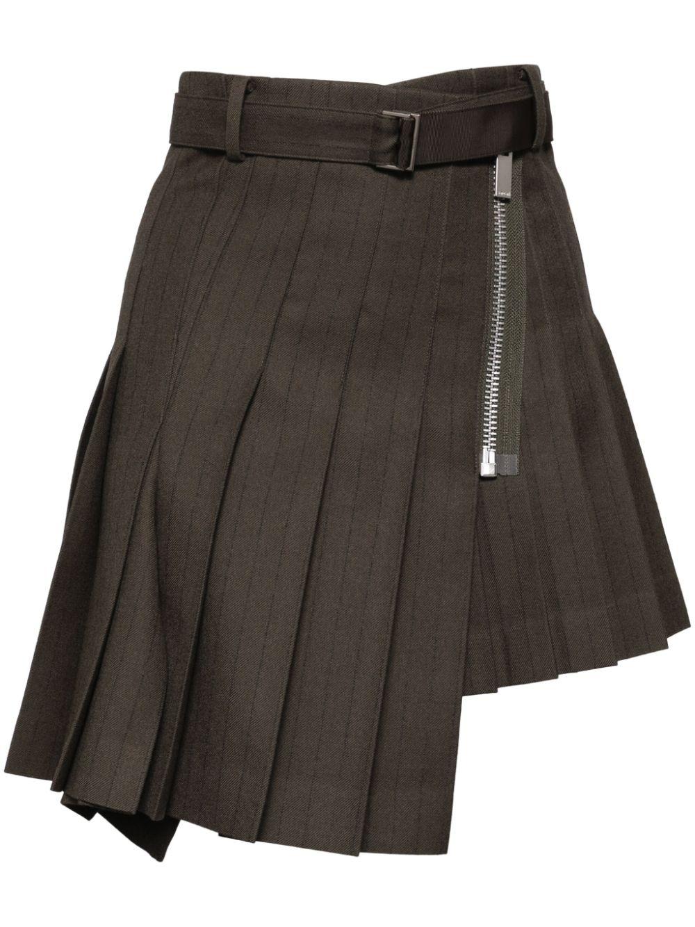 sacai 【激レア大人気格安】カーキナイロン膝丈スカート