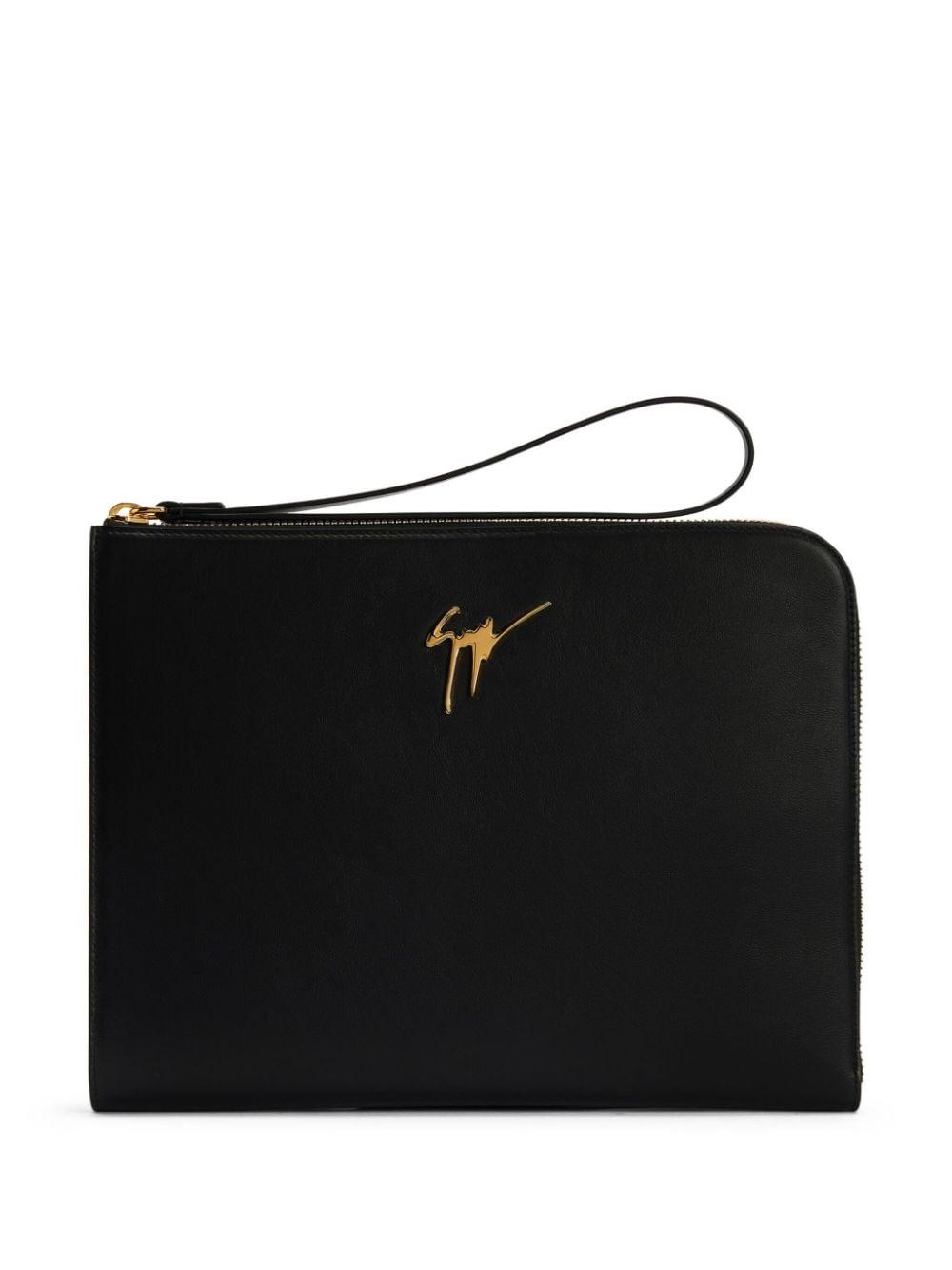 Giuseppe Zanotti Fabian crocodile-embossed leather pouch - Black