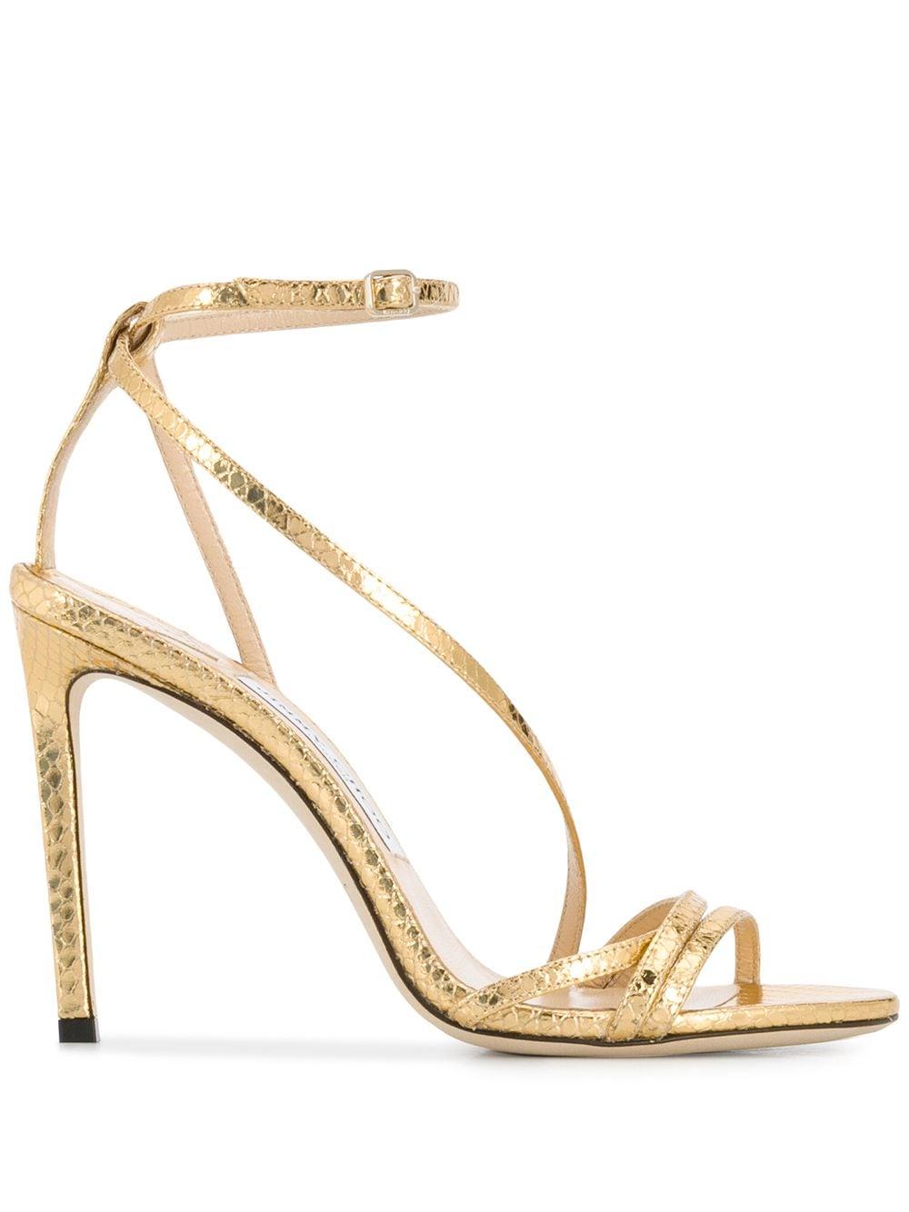 Jimmy Choo Tesca Snake-effect Metallic Leather Sandals | Lyst Australia