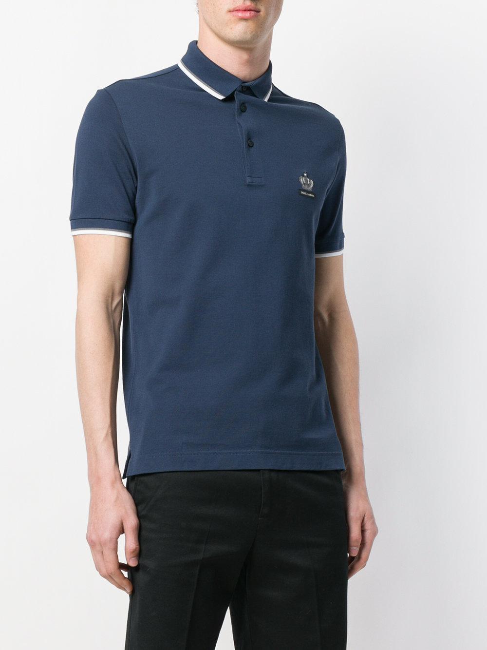 Dolce & Gabbana Crown Logo Polo Shirt in Blue for Men | Lyst