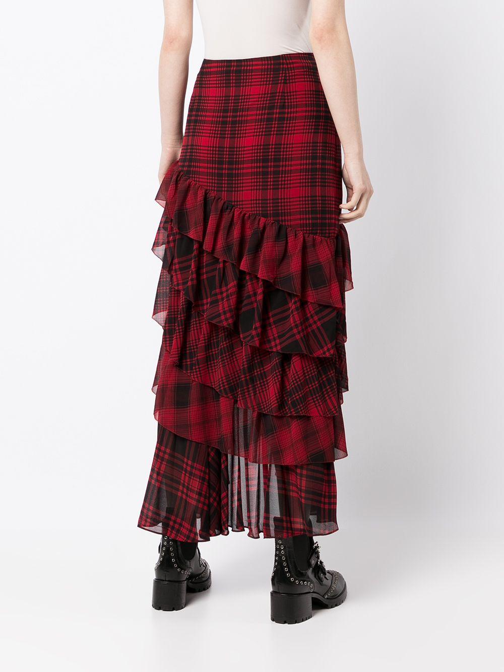 Plaid ruffle midi skirt sale