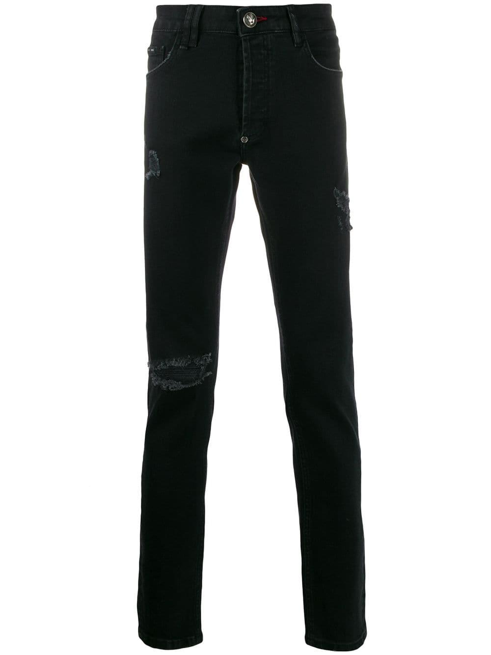 Philipp Plein Denim Super Straight Cut Statement Jeans in Black for Men ...