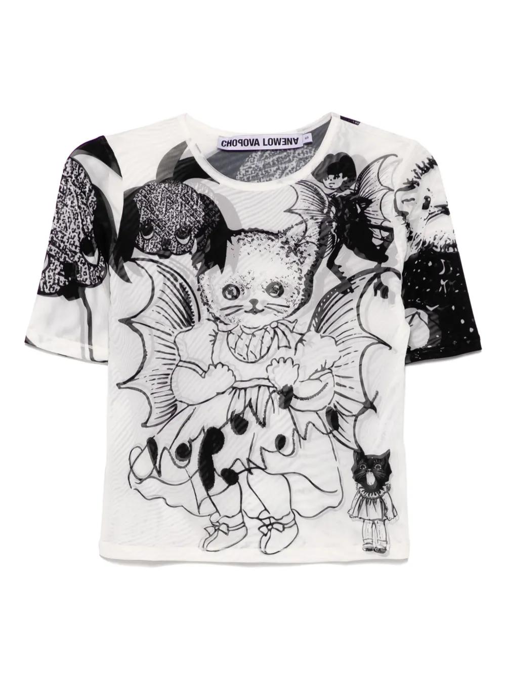 Chopova Lowena Cat Consort Short-Sleeved Top in White | Lyst