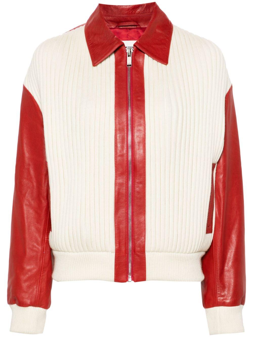 Blouson Cuir Vetement Claudie Pierlot Veste Bomber à Empiècements