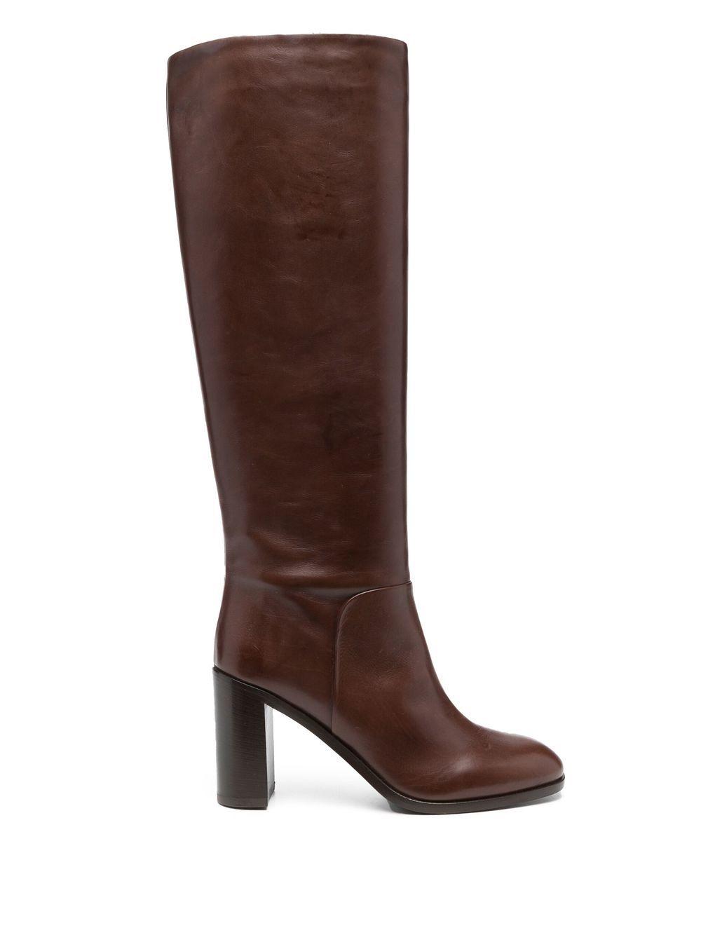 Sartore Kneehigh Leather Boots in Brown Lyst UK