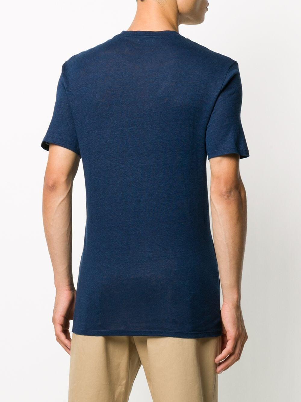 Sandro Round Neck Linen T-shirt in Blue for Men - Lyst