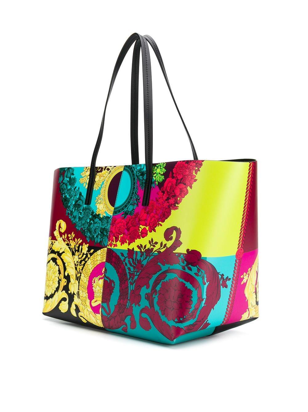 Versace Leather Voyage Baroque Print Tote Bag in Yellow - Lyst