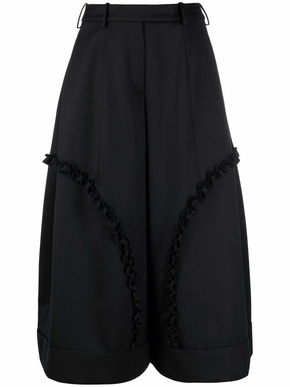 Simone Rocha Frill-trim Wide-leg Culottes in Black | Lyst