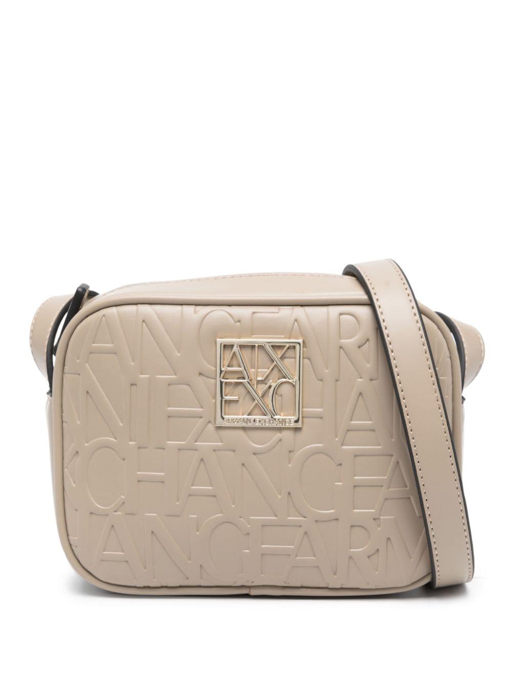 Armani Exchange Logo-embossed Crossbody Bag in Natural | Lyst