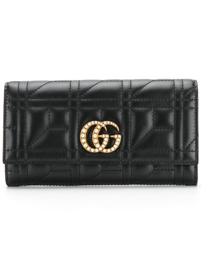 Gucci Leather Gg Marmont Continental Wallet in Black - Lyst