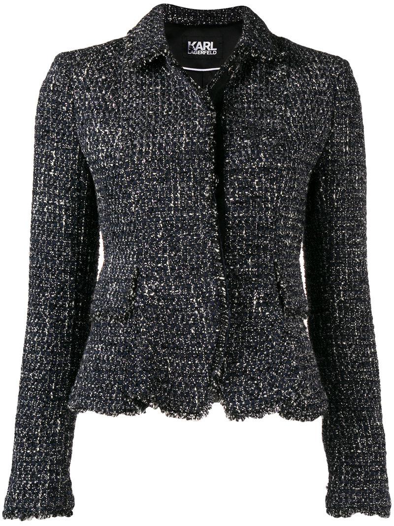 Karl Lagerfeld Wool Boucle Jacket in Blue - Lyst