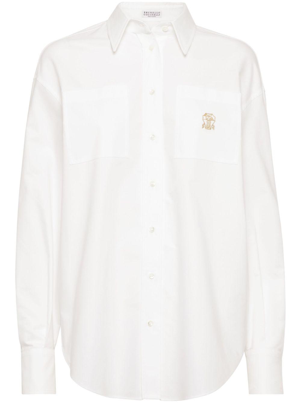 Brunello Cucinelli レディース ホワイト ロゴ シャツ トップス