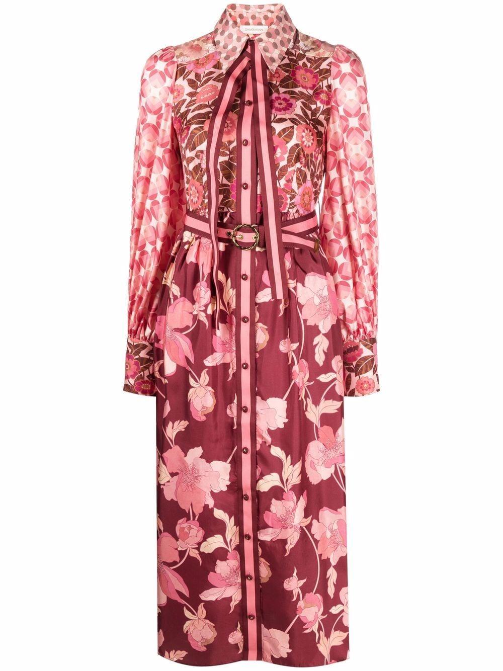 Zimmermann Concert Spliced Shirt Midi Dress in Pink | Lyst