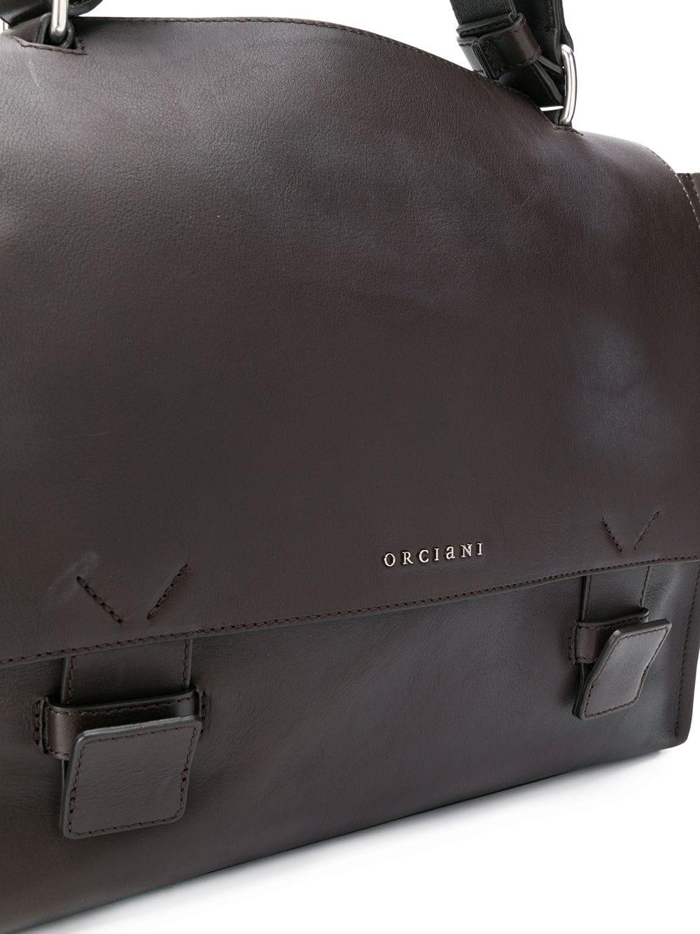 Orciani Leather Foldover Briefcase in Brown for Men - Lyst