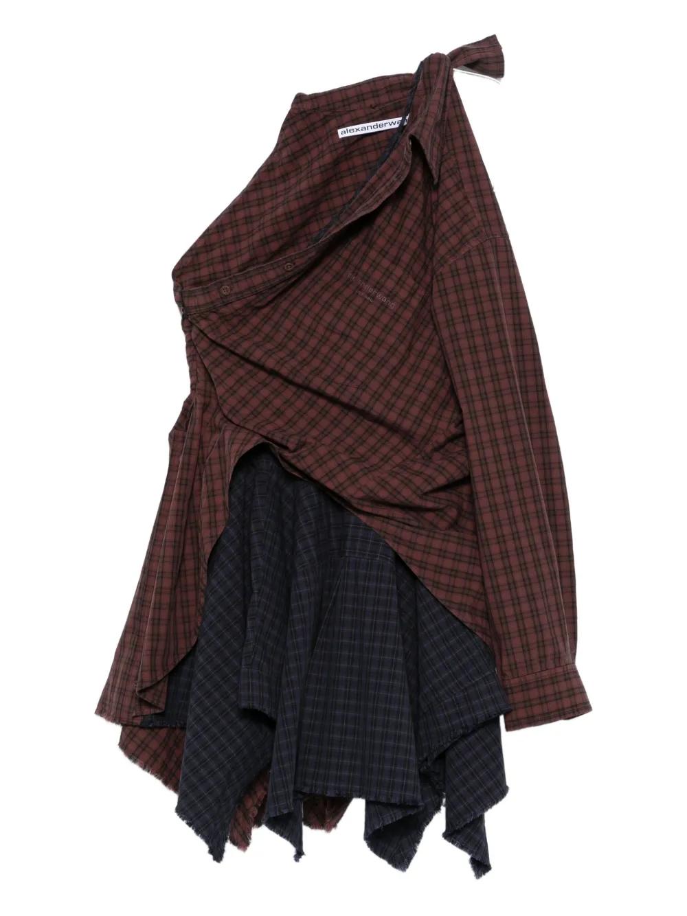 asymmetric deconstructed shirt dress Alexander Wang Asymmetric Deconstructed Mini Shirt Dress in Brown