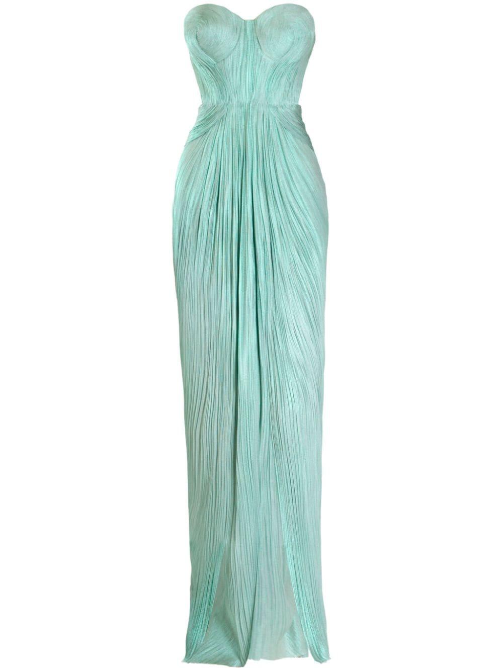 Maria Lucia Hohan Janette plissé strapless dress - Brown