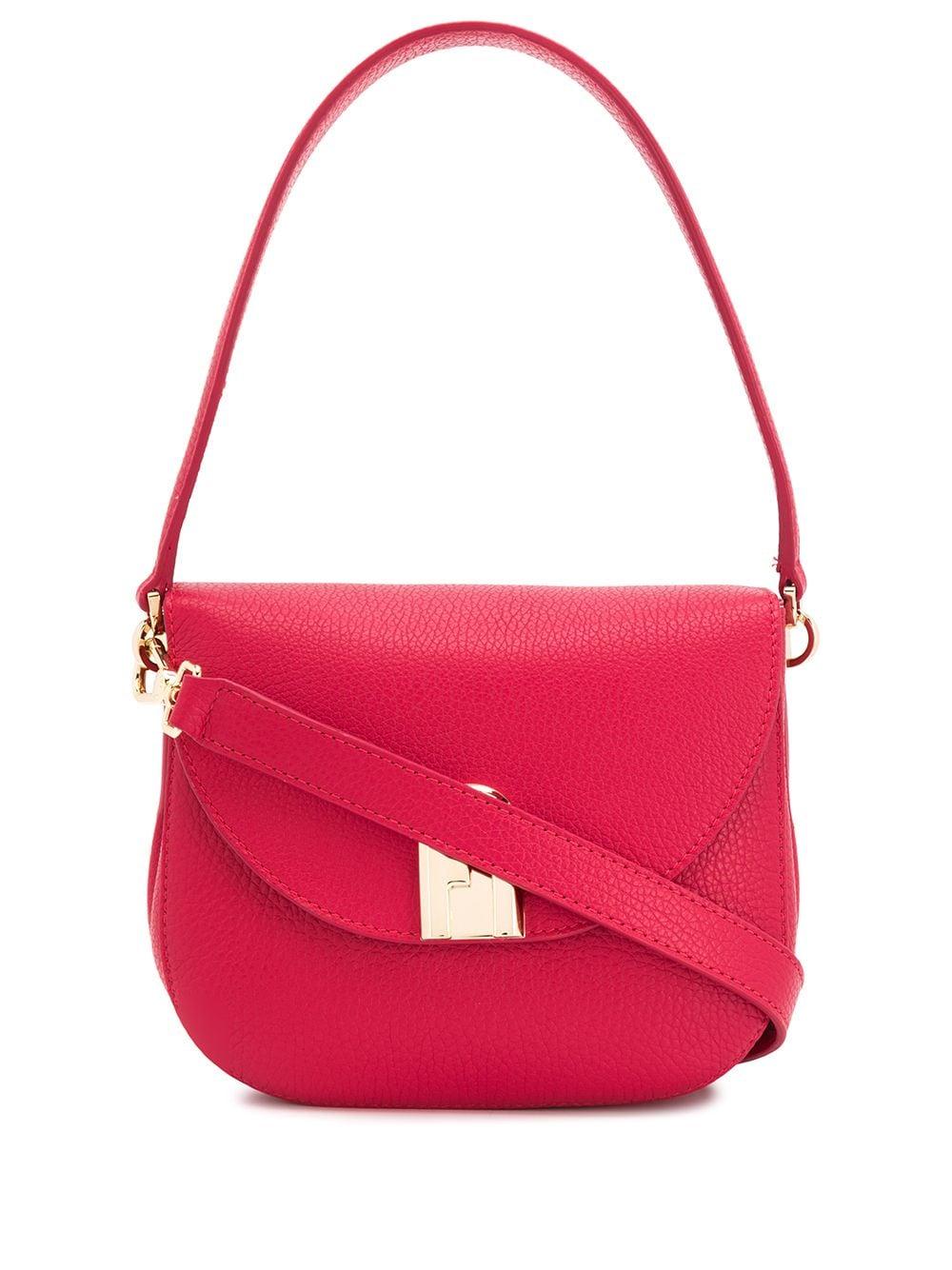 Furla Leather Sleek Grainedeffect Shoulder Bag in Red Lyst