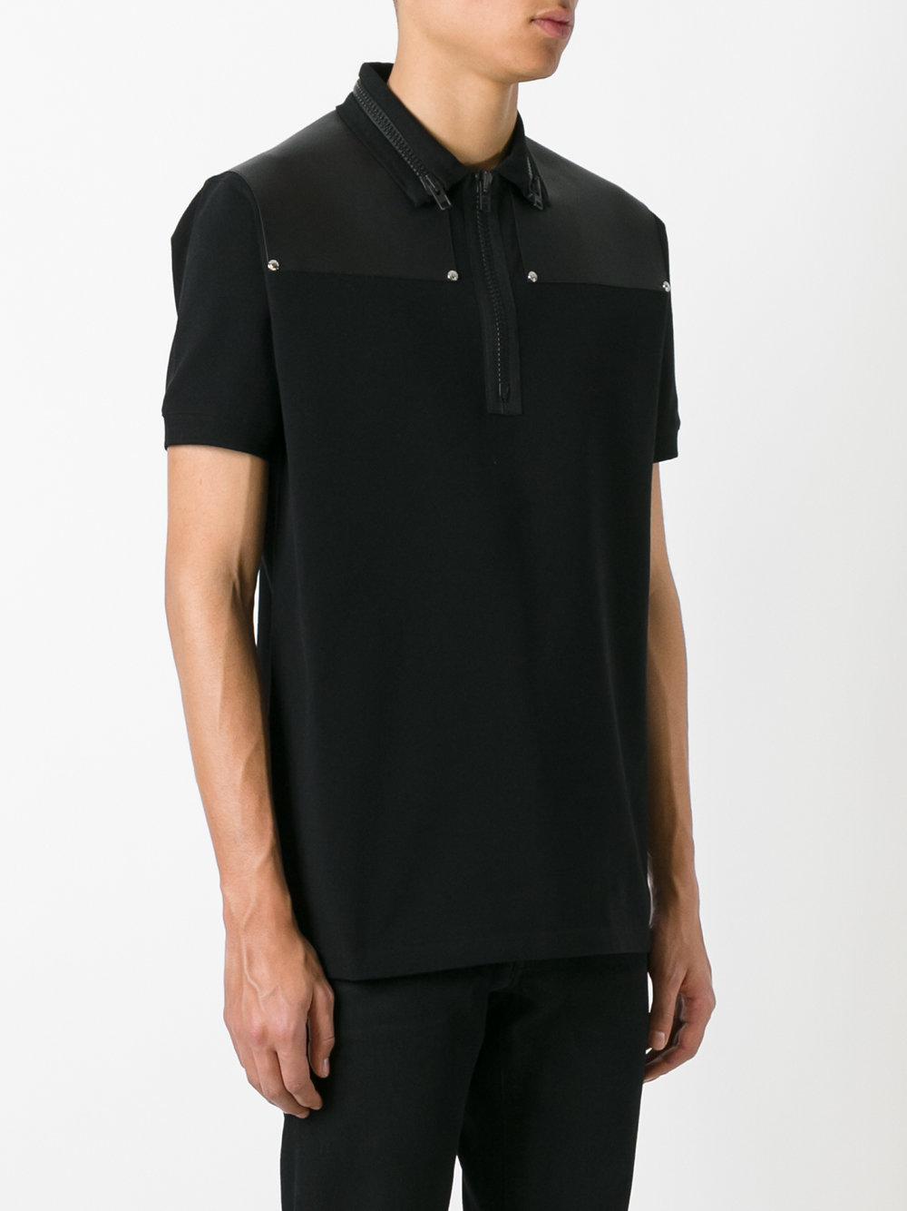 Givenchy Cotton Zip Collar Polo Shirt in Black for Men - Lyst