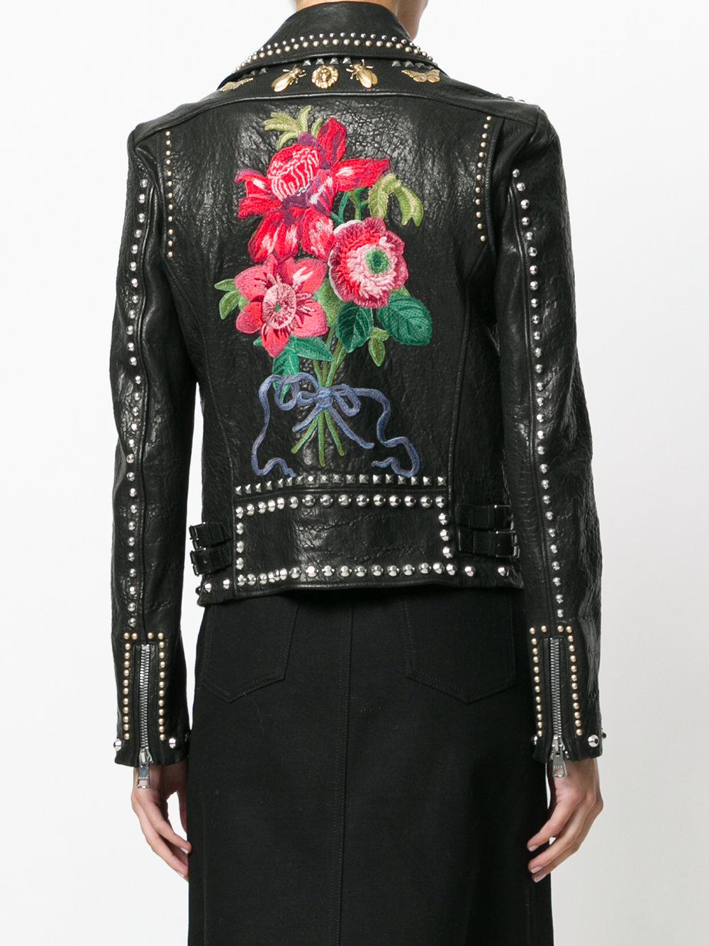 Gucci Leather Studded Biker Jacket in Black - Lyst