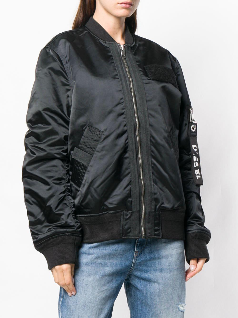 DIESEL Synthetic G souly fl Bomber Jacket  in Black Lyst