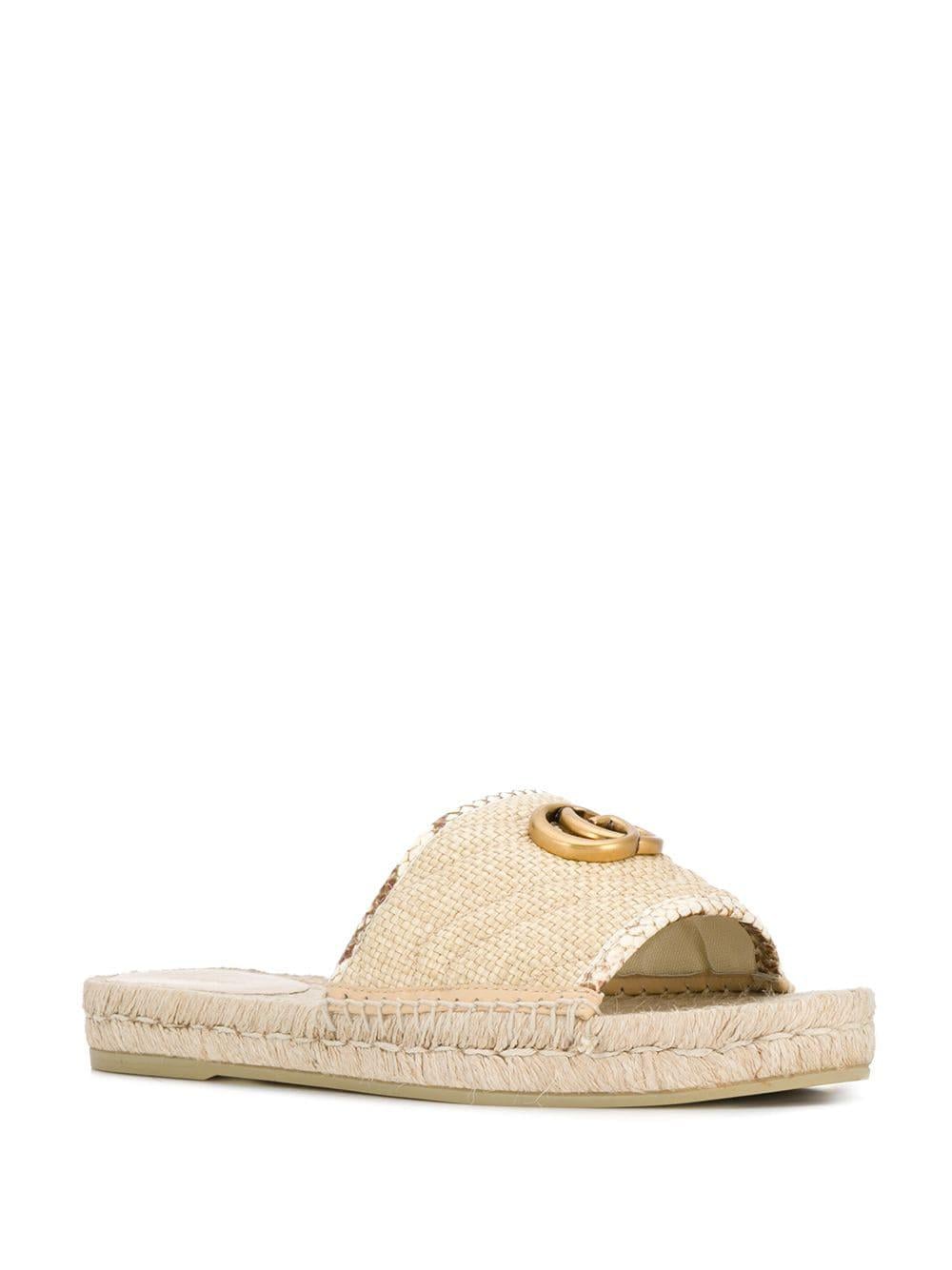 Gucci GG Snakeskin Trimmed Espadrilles in Natural | Lyst