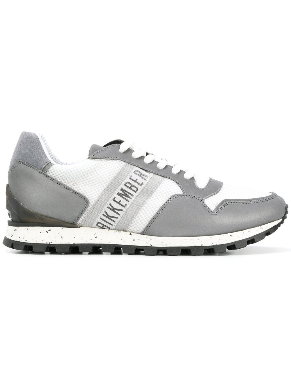 Dirk Bikkembergs Leather Panelled Sneakers in Grey (Gray