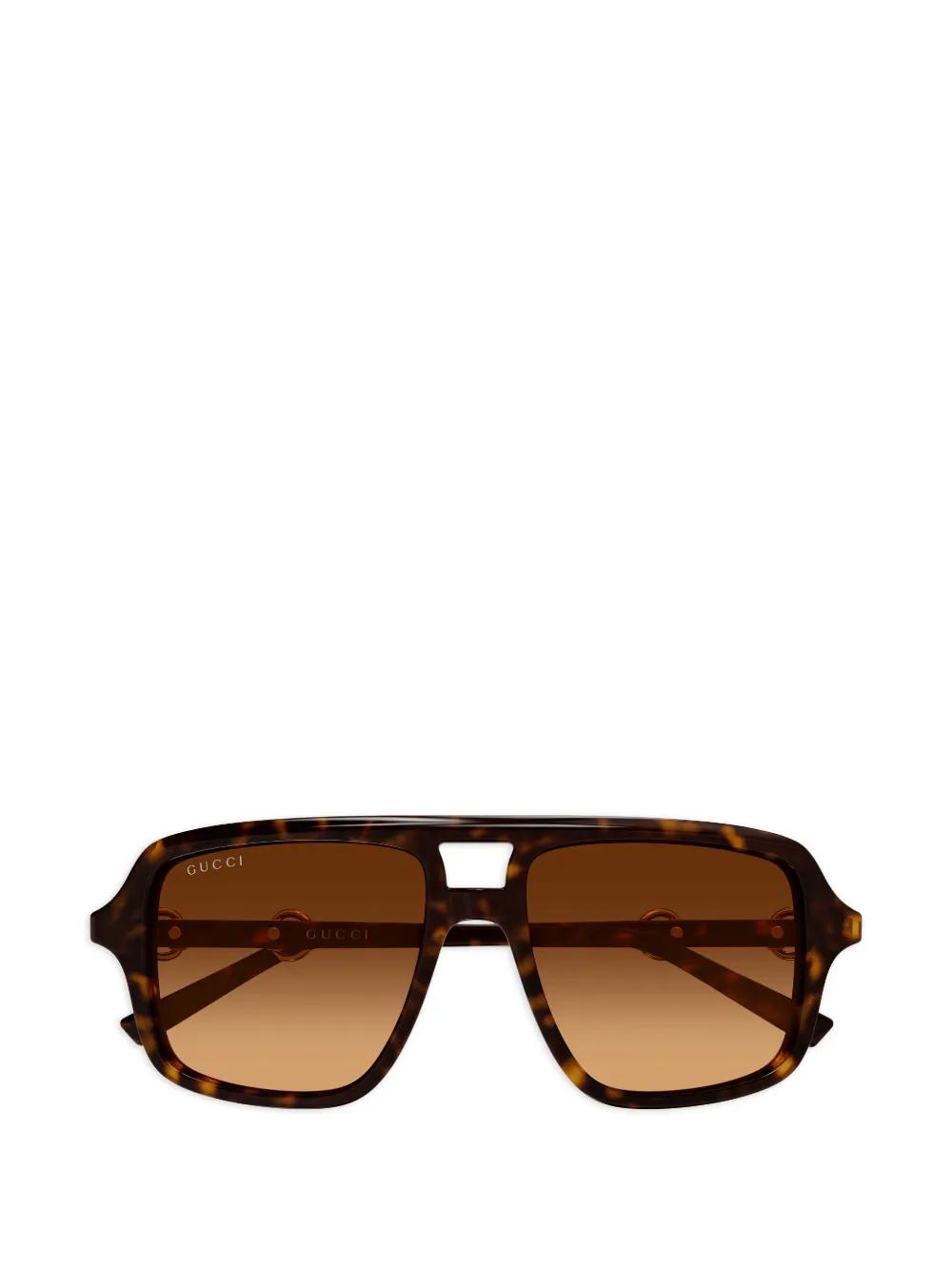 Gucci Horsebit-Detail Square-Frame Sunglasses in Brown | Lyst UK