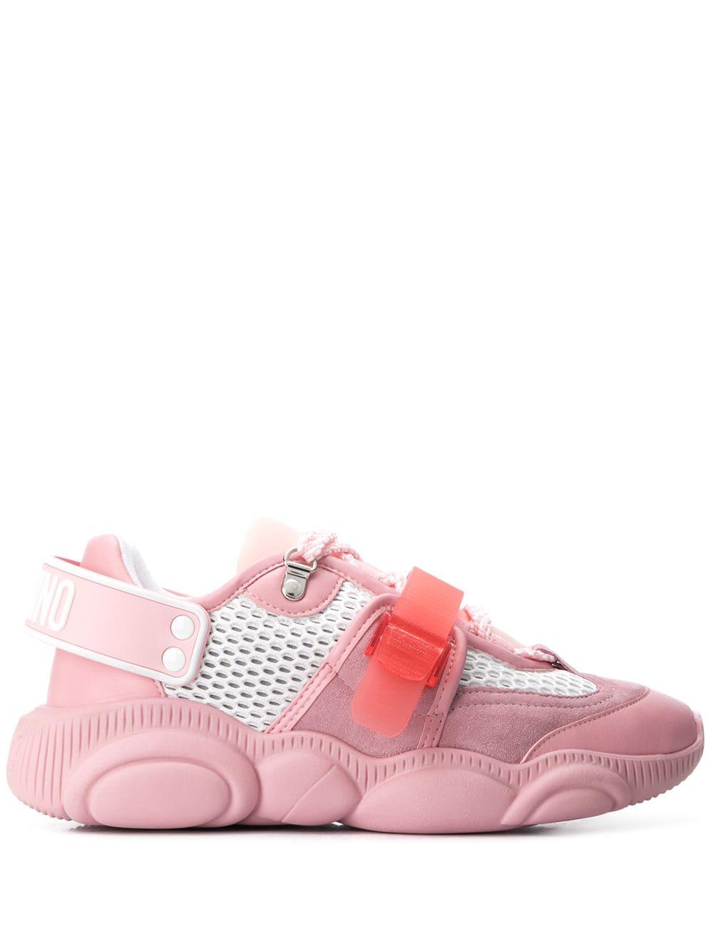 Moschino Leather Teddy Sneakers in Pink,White (Pink) | Lyst
