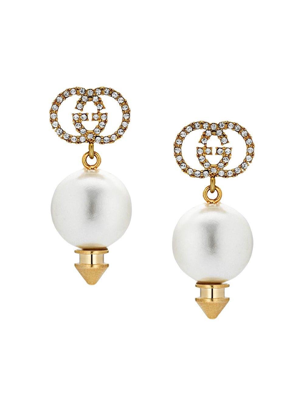 Gucci GG Faux Pearl Earrings in Gold (Metallic) Lyst
