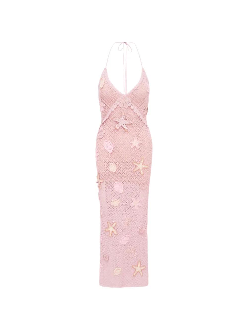 open lace back dress Love Fragrance Halter Maxi Dress- Women's Designer Luxury Dresses