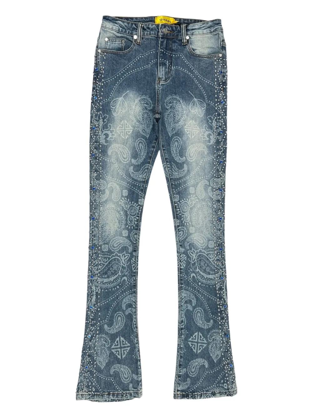 GUAPI Paisley-Print Embellished Slim-Fit Jeans in Blue for Men | Lyst
