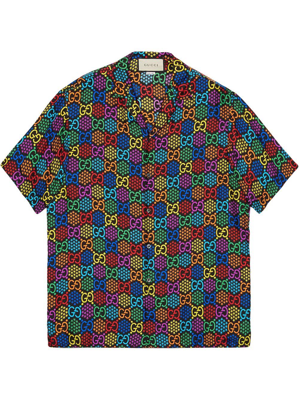 Gucci GG Psychedelic Print Bowling Shirt in Blue for Men